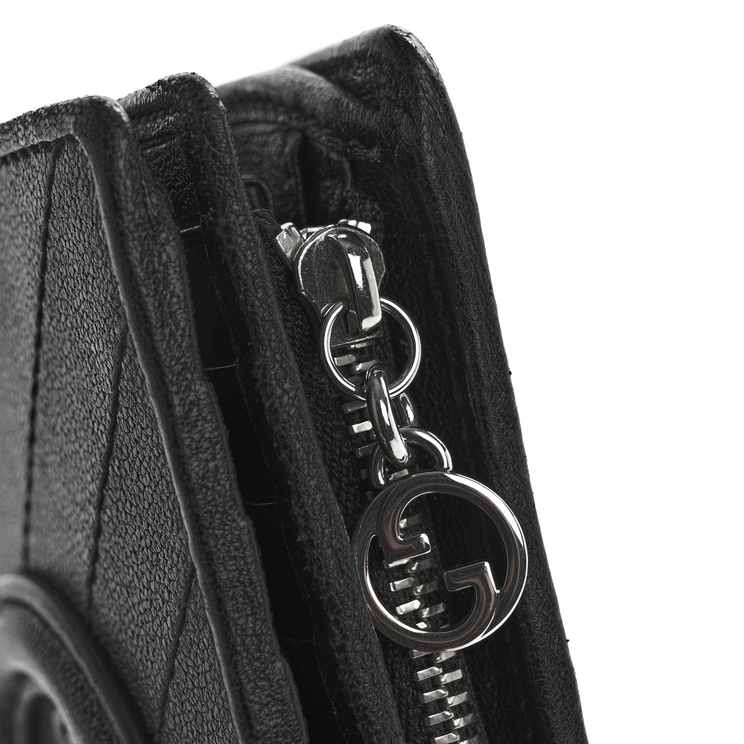 Gucci Sakai Be Green Calfskin Diagonal Stitched Blondie Travel Wallet Black 11 of 12