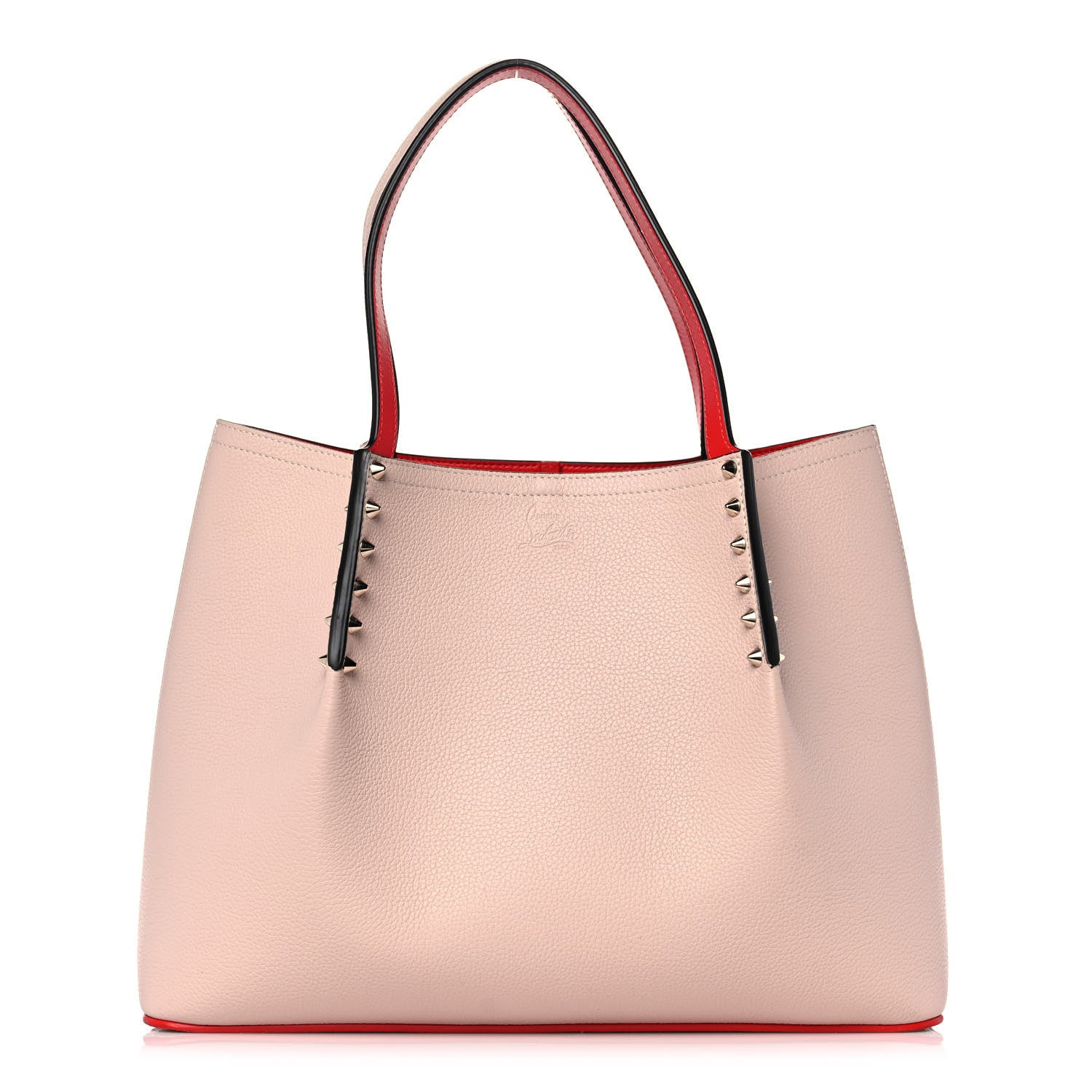 Christian Louboutin Calfskin Spiked Small Cabarock Shopper Tote Pink 1 of 10