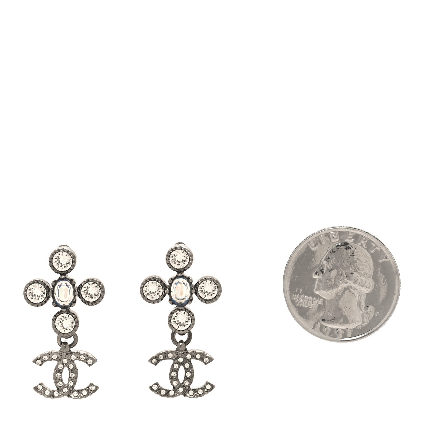 Ruthenium Crystal CC Drop Earrings Blue