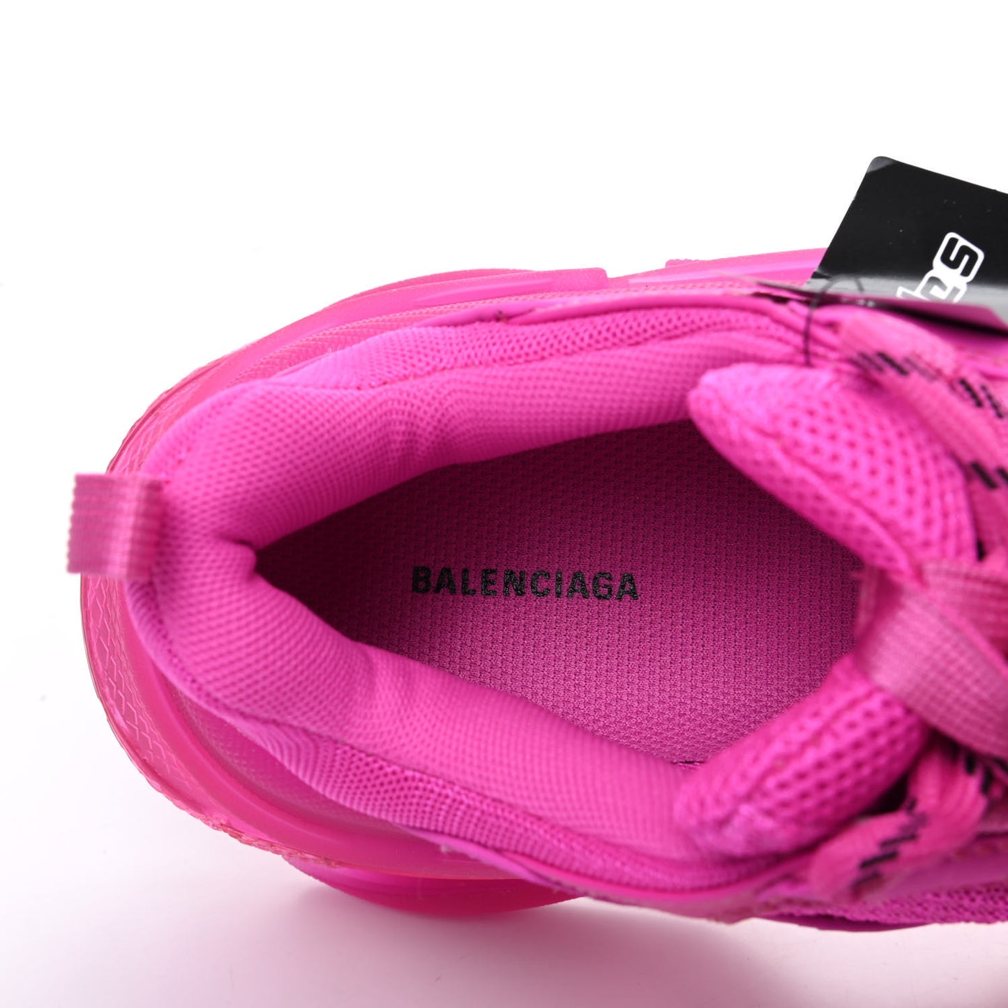 Fabric Mesh Clear Sole Fluo Womens Triple S Sneakers 37 Pink