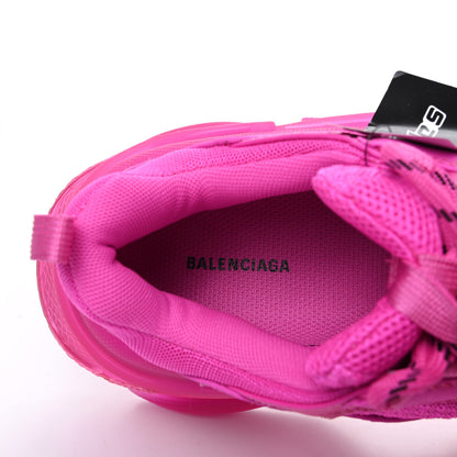 Balenciaga Fabric Mesh Clear Sole Fluo Womens Triple S Sneakers 37 Pink 7 of 10