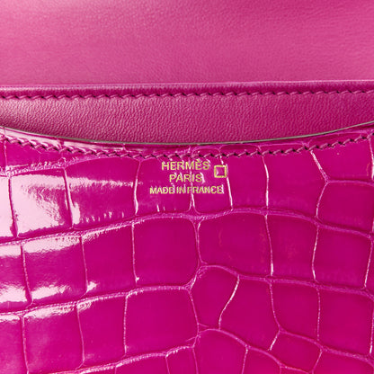 Hermes Shiny Alligator Constance 18 Rose Scheherazade 6 of 12