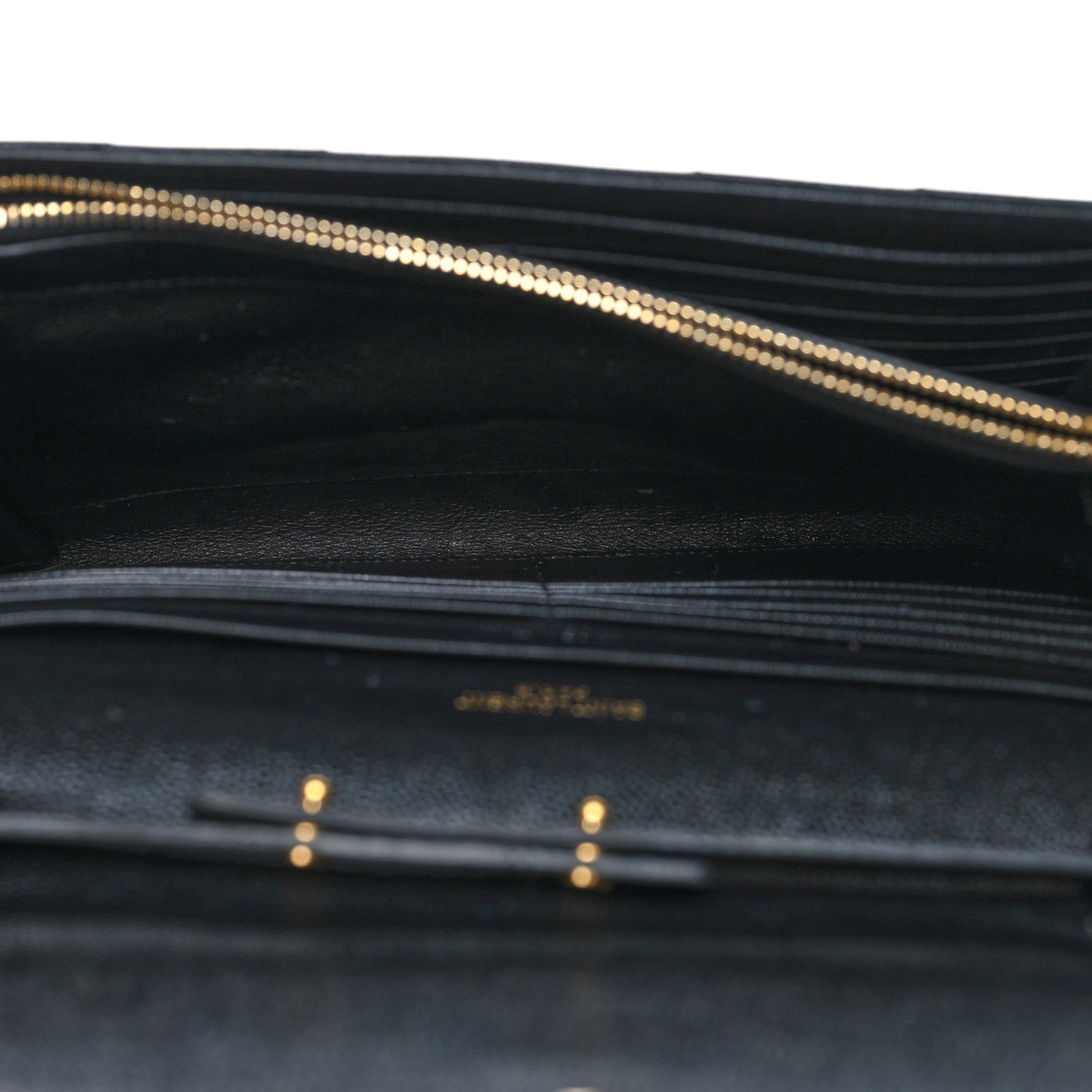Saint Laurent Grain De Poudre Matelasse Chevron Monogram Chain Wallet Black 5 of 12