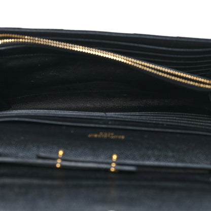 Saint Laurent Grain De Poudre Matelasse Chevron Monogram Chain Wallet Black 5 of 12