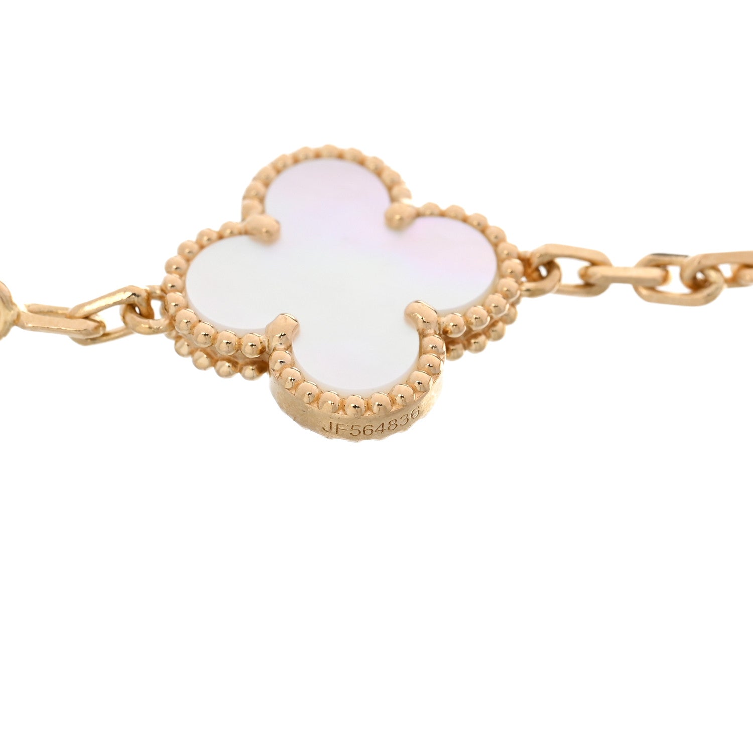 Van Cleef & Arpels 18K Yellow Gold Mother of Pearl 5 Motifs Vintage Alhambra Bracelet 4 of 5