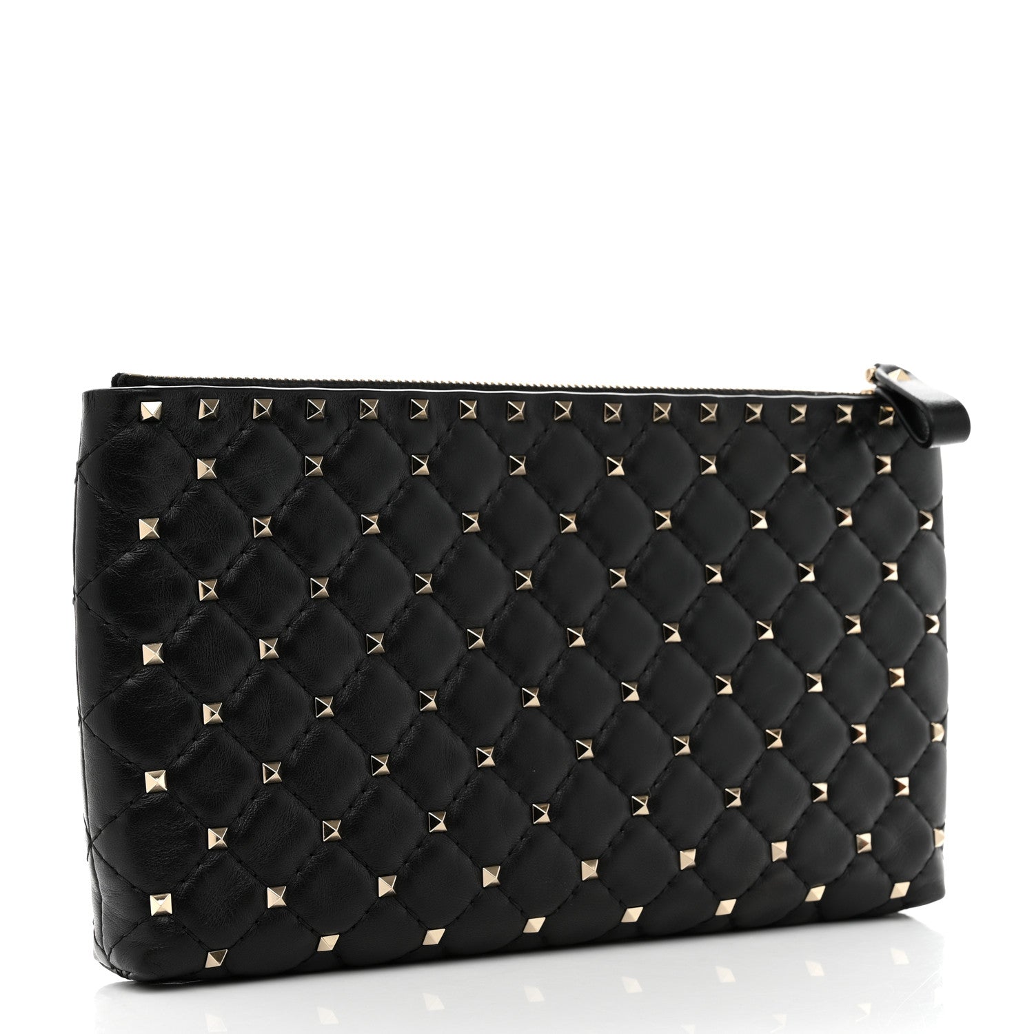 Valentino Garavani Nappa Rockstud Spike Side Slip Zip Clutch Black 3 of 7