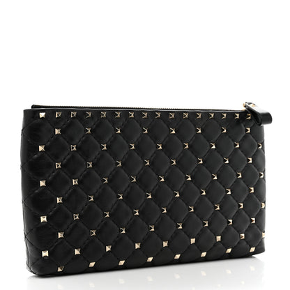 Valentino Garavani Nappa Rockstud Spike Side Slip Zip Clutch Black 3 of 7