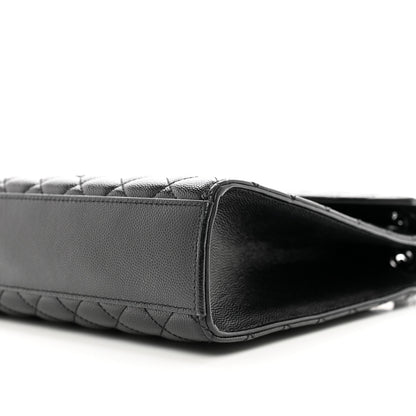 Saint Laurent Grain De Poudre Textured Mixed Matelasse Large Triquilt Monogram Monochrome Satchel Black 10 of 11