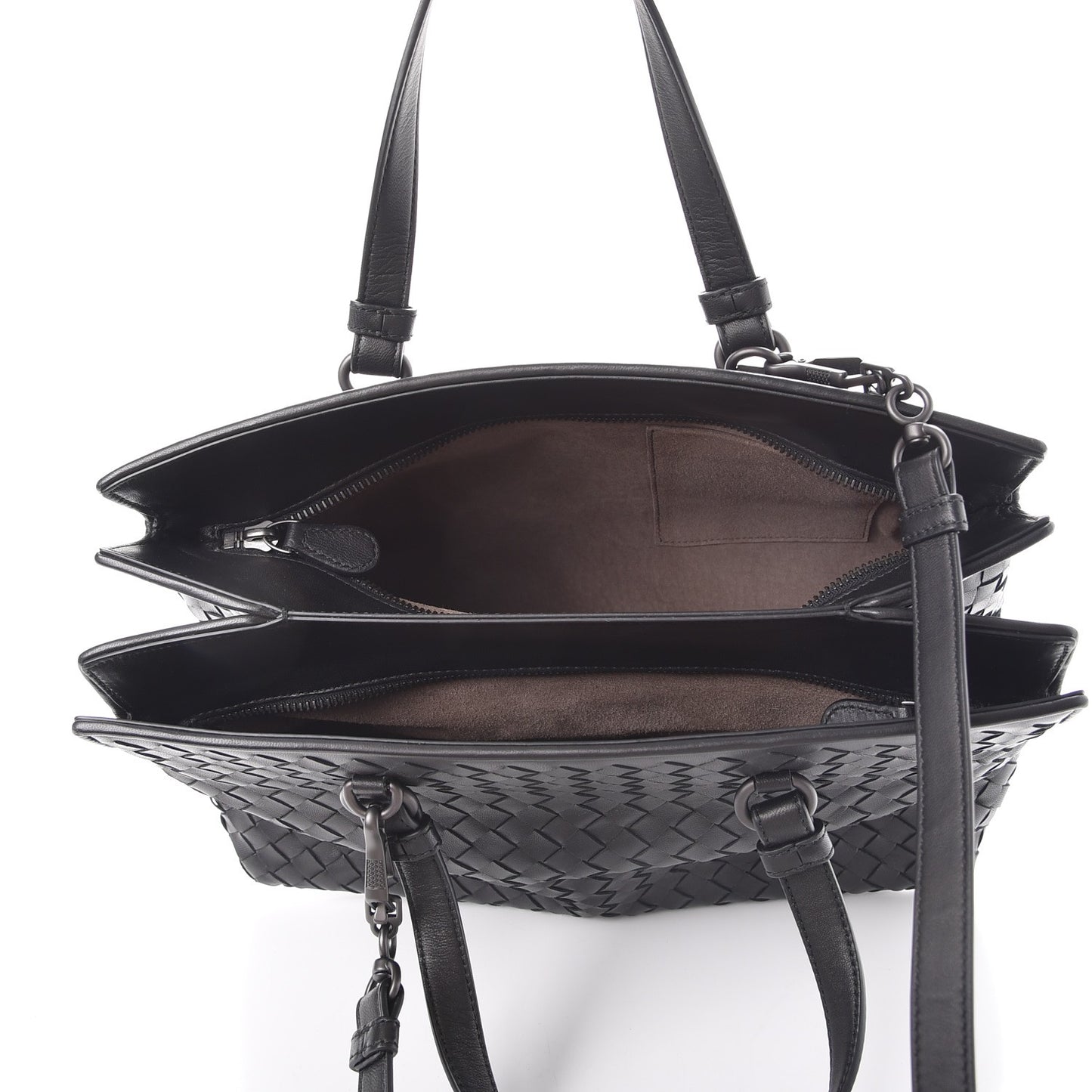 Nappa Intrecciato Medium Top Handle Tote Nero Black