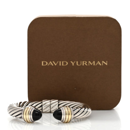 David Yurman DAVID YURMAN Sterling Silver 14K Yellow Gold Black Onyx 10mm Cable Classics Hinged Bracelet 5 of 5
