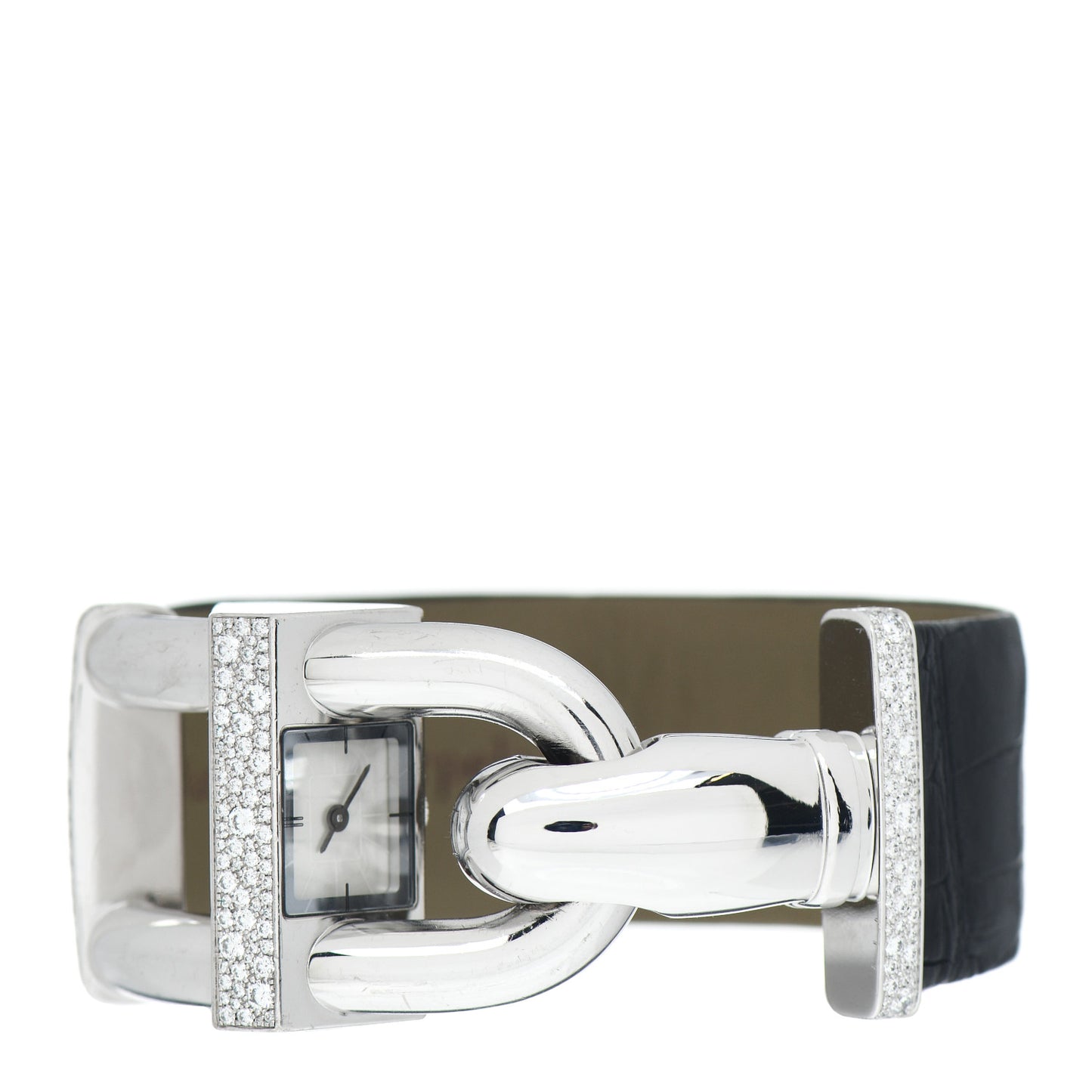 18K White Gold Alligator Diamond Mother of Pearl 26mm Cadenas Quartz Watch