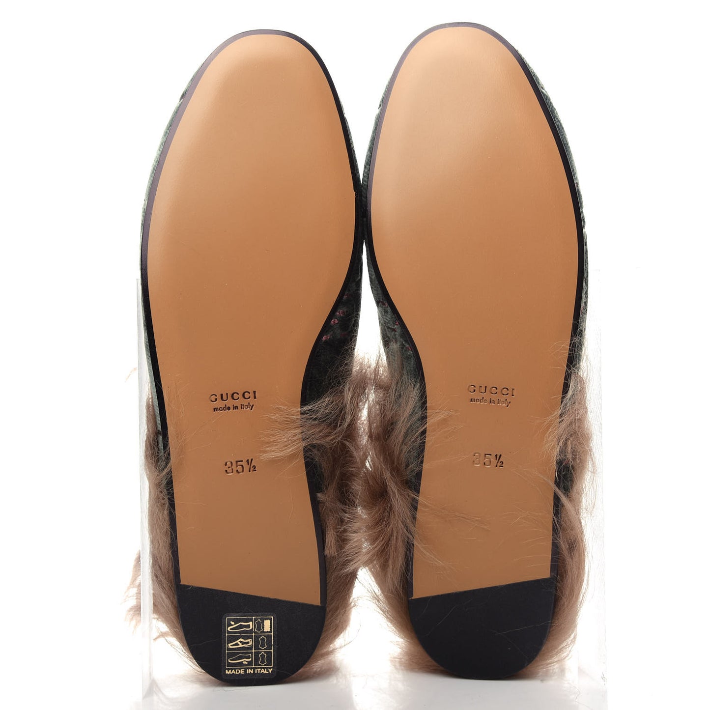 Velvet GG Monogram Fur Womens Princetown Slippers 35.5 Avio Dusty Pink