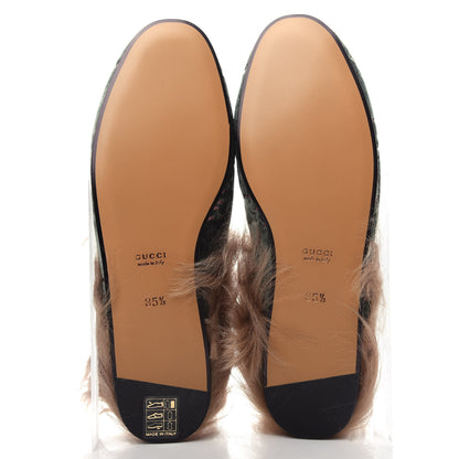 Gucci Velvet GG Monogram Fur Womens Princetown Slippers 35.5 Avio Dusty Pink 6 of 10