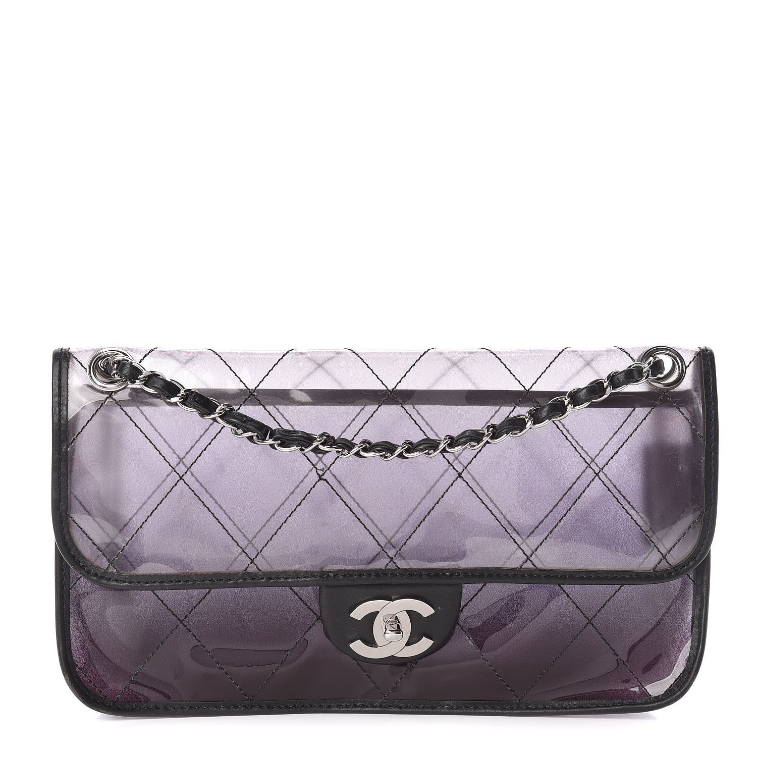 Chanel Vinyl Quilted Degrade Jumbo Single Flap Black 1 of 14