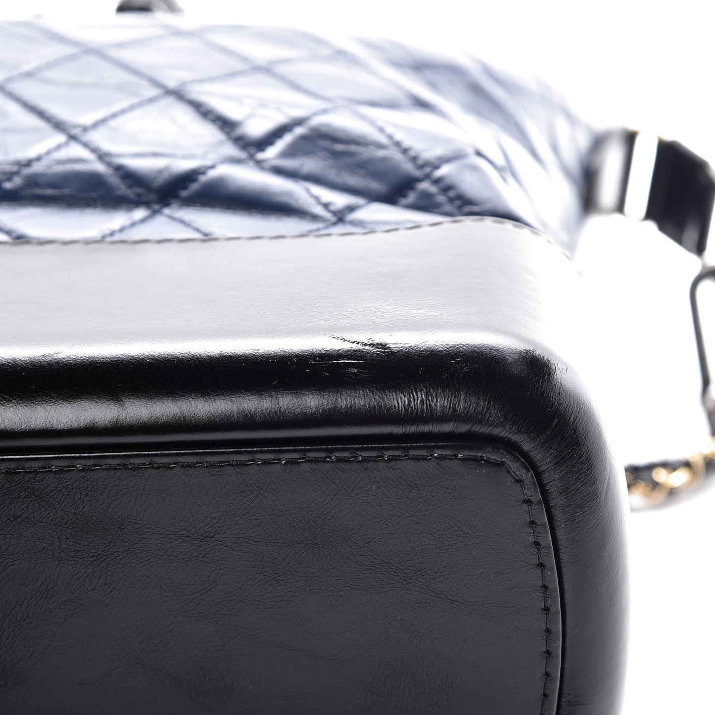 Aged Calfskin Quilted Large Gabrielle Shopping Tote Navy Black