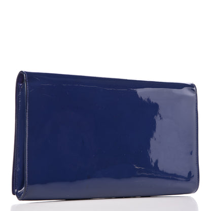 Saint Laurent Patent Calfskin Monogram Large Belle De Jour Clutch Royal Blue 4 of 11