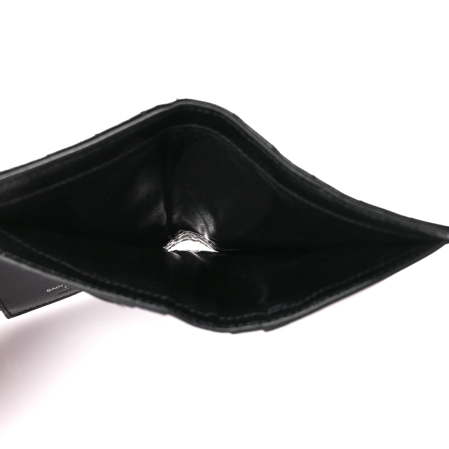 Grain De Poudre Matelasse Chevron Monogram Compact Tri Fold Wallet Black