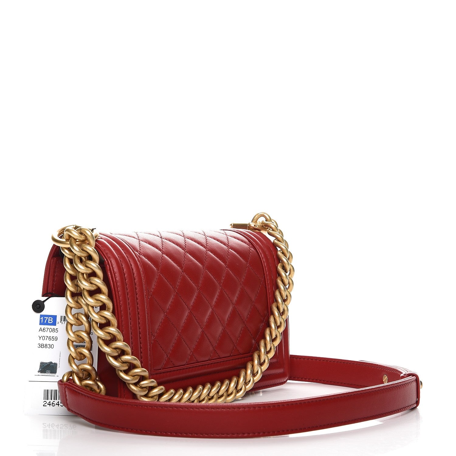 Chanel Lambskin Quilted Small Boy Flap Dark Red 3 of 7