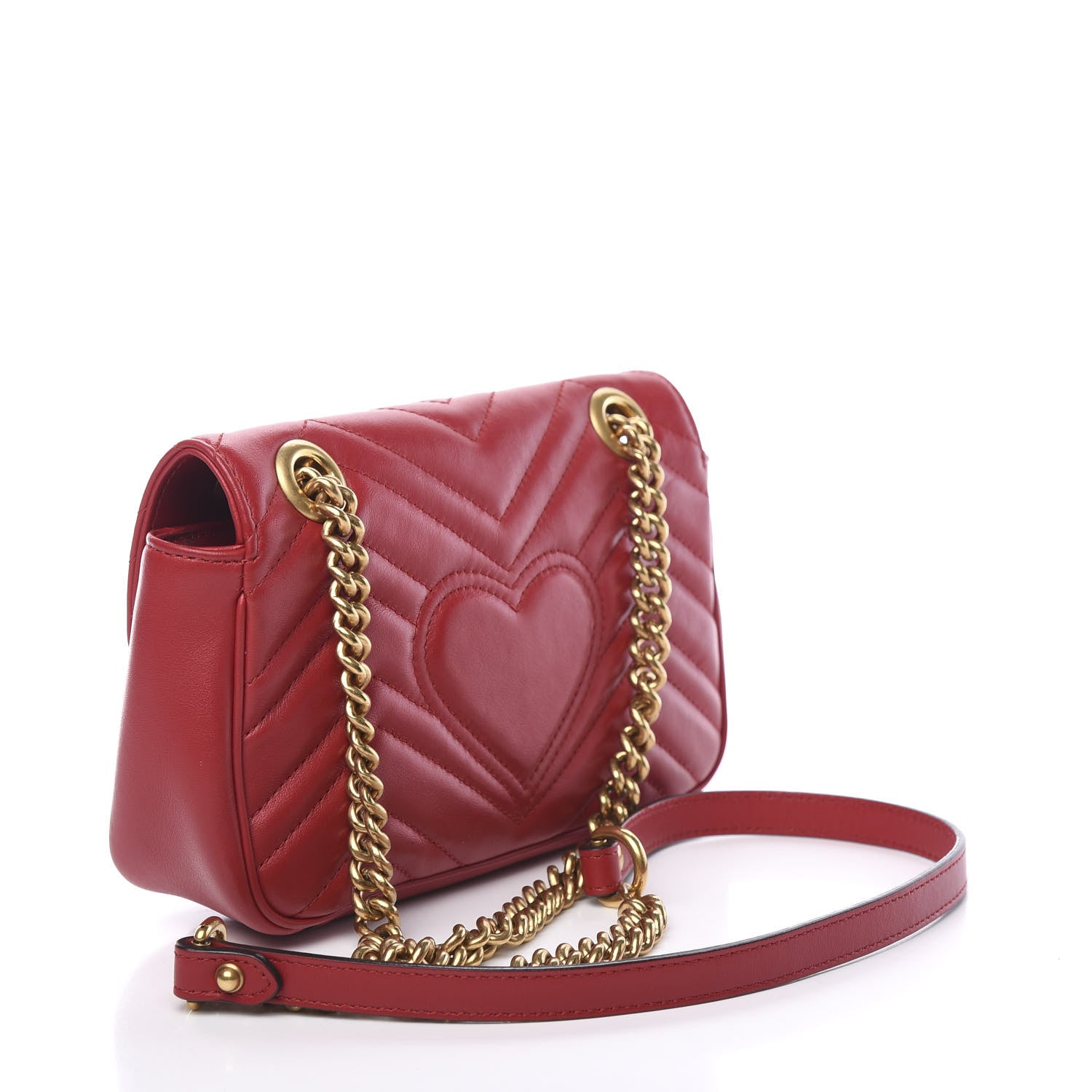 Gucci Calfskin Matelasse Mini GG Marmont Shoulder Bag Hibiscus Red 2 of 10