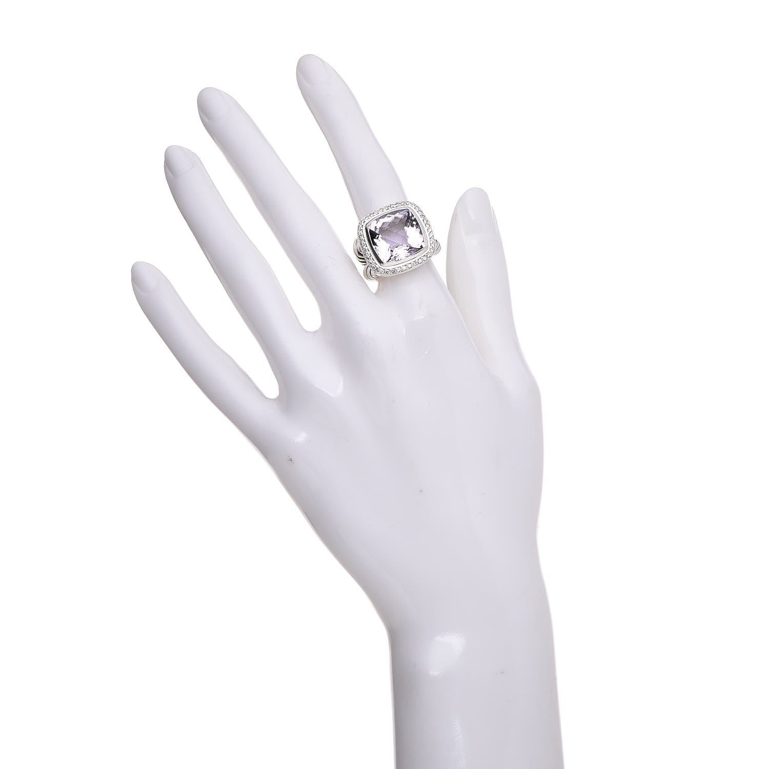 David Yurman Sterling Silver Diamond Amethyst 14mm Albion Ring 50 5.5 2 of 10