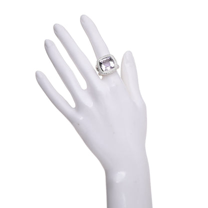 David Yurman Sterling Silver Diamond Amethyst 14mm Albion Ring 50 5.5 2 of 10