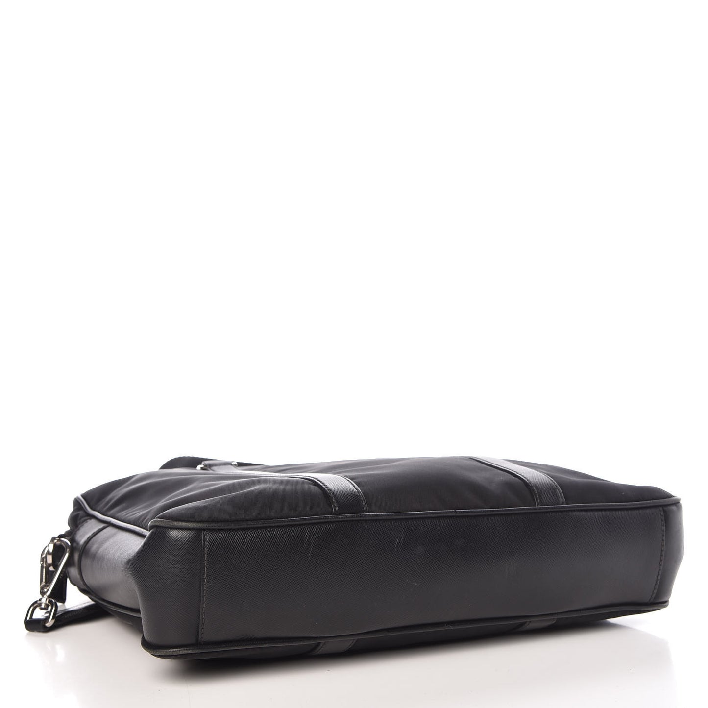 Tessuto Nylon Saffiano Metal Triangle Logo Work Bag Black
