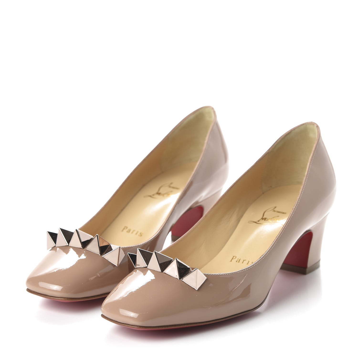 Christian Louboutin Patent Pyramidam 45 Pumps 36 Nude 3 of 8