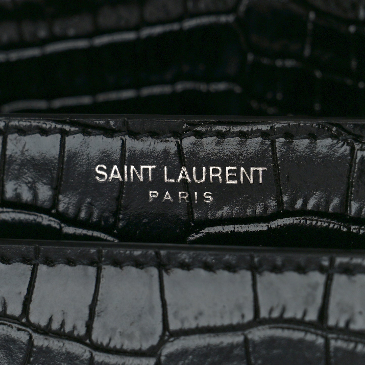 Calfskin Crocodile Embossed Medium Monogram Sunset Black