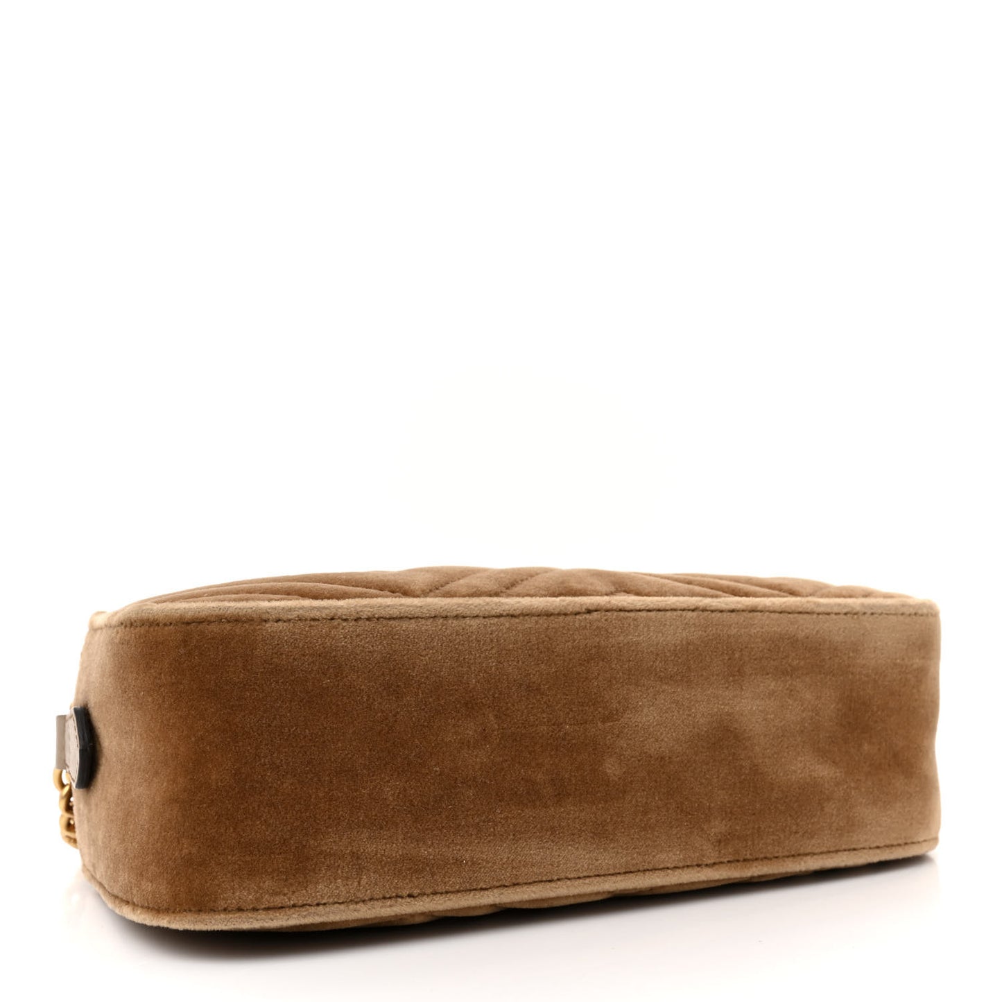 Velvet Matelasse Small GG Marmont Chain Shoulder Bag Taupe