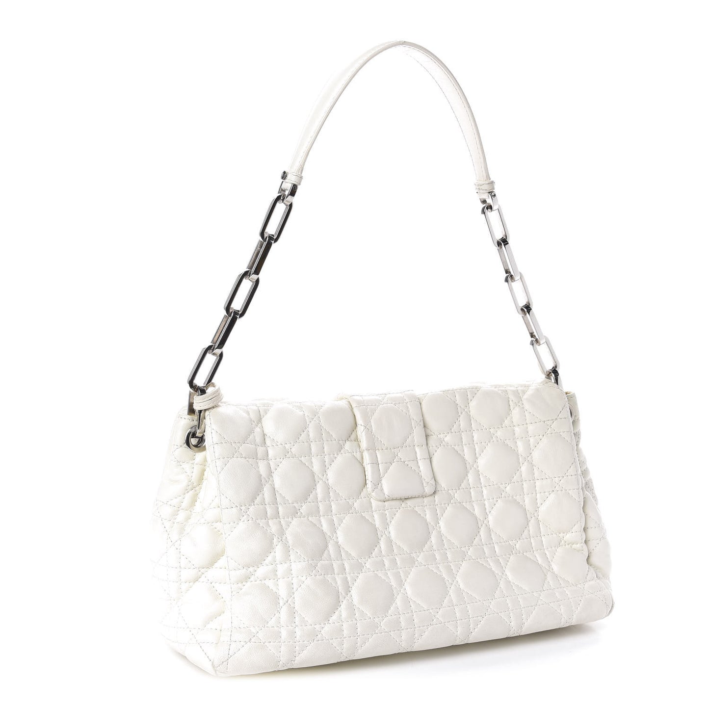 Lambskin Cannage Medium New Lock Flap White