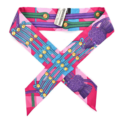 Hermes Silk Brandebourgs Twilly Fuchsia Turquoise Emeraude 1 of 5