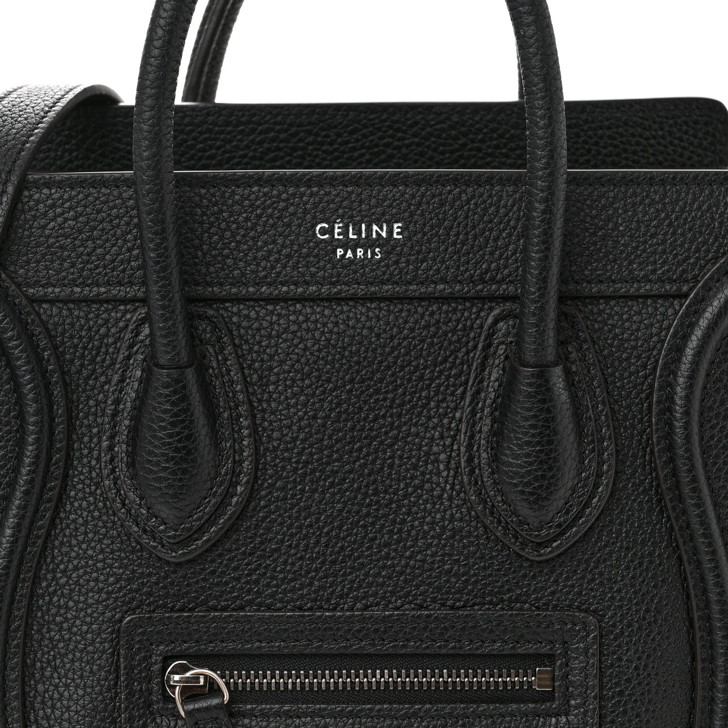 Celine Drummed Calfskin Nano Luggage Black 8 of 10