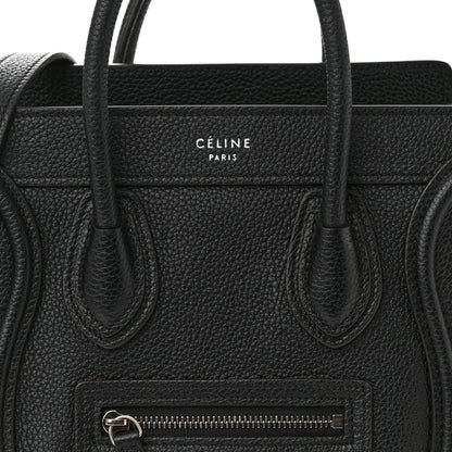 Celine Drummed Calfskin Nano Luggage Black 8 of 10