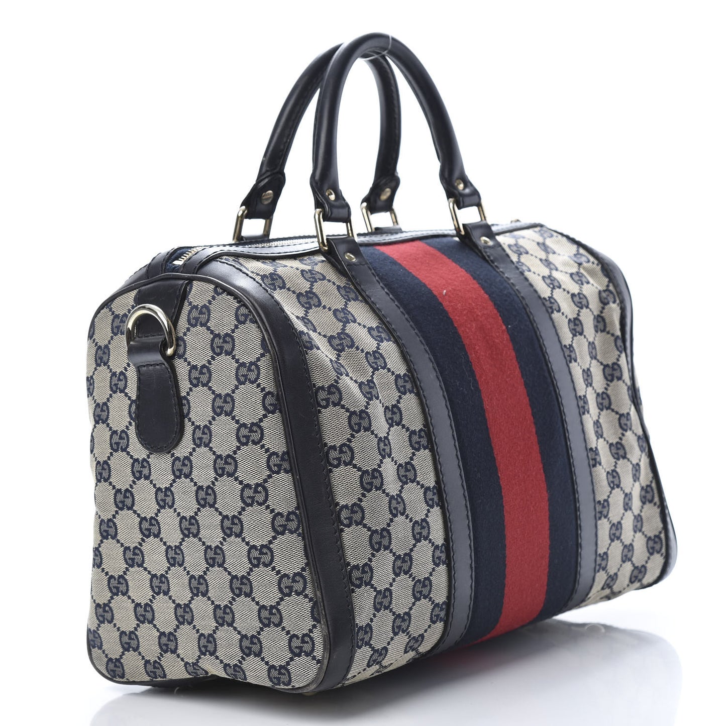 Monogram Selleria Calfskin Vintage Web Medium Boston Beige Blue