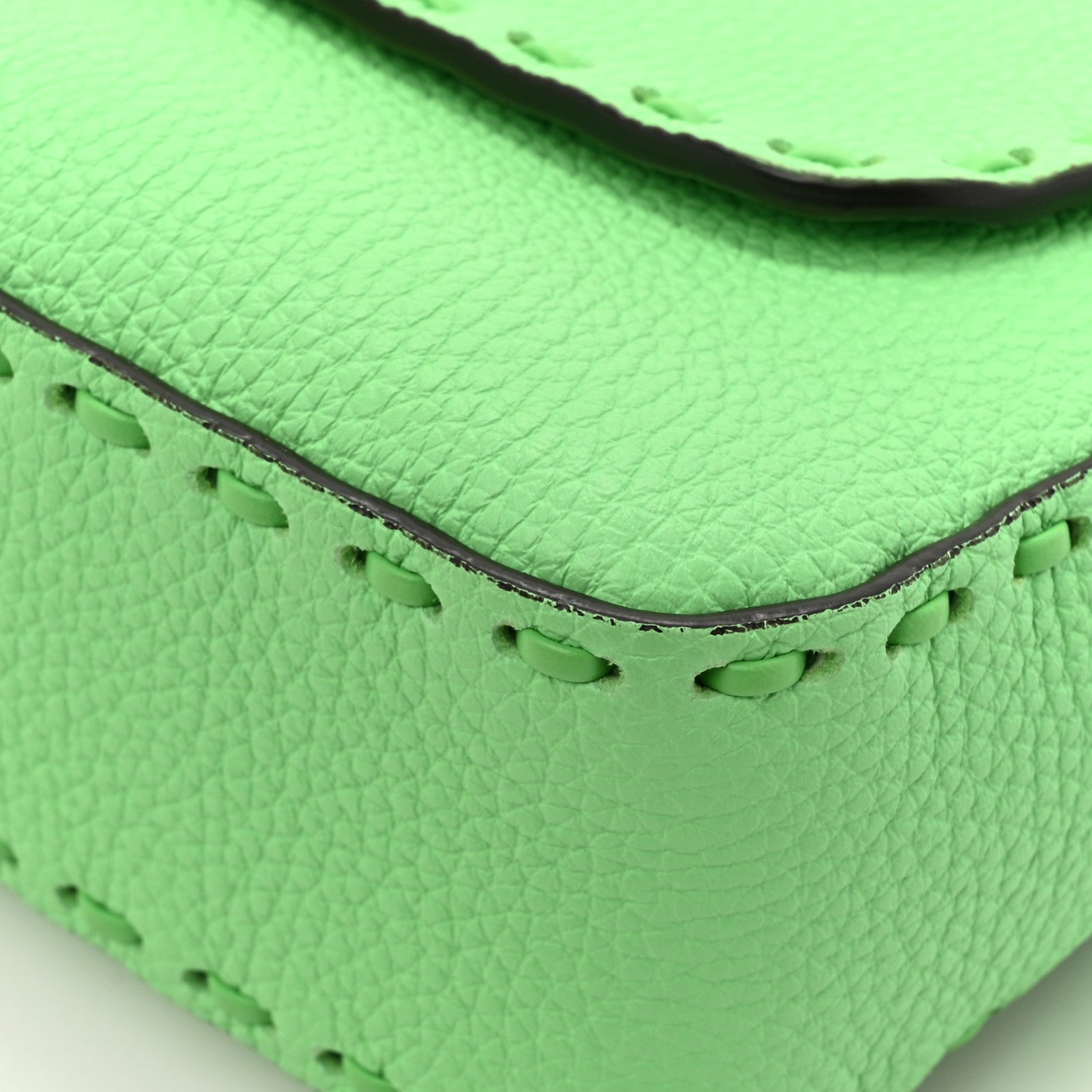 Fendi Cuoio Roma Sellerissima Nappa Sintetica Tape Stitch Baguette Edamame 11 of 13