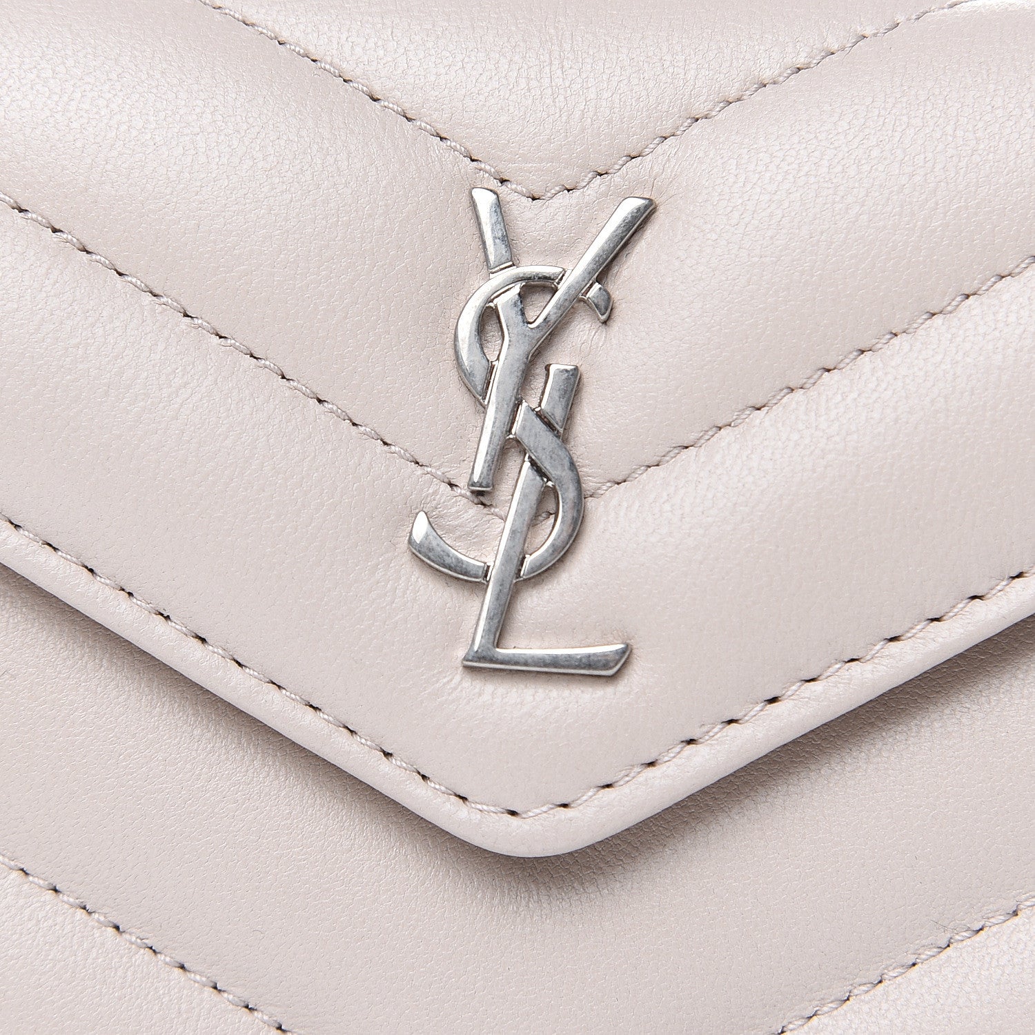 Saint Laurent Lambskin Y Quilted Monogram Compact Loulou Wallet Nude Powder 8 of 11