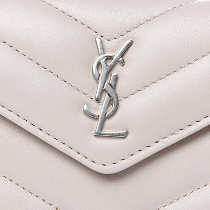 Saint Laurent Lambskin Y Quilted Monogram Compact Loulou Wallet Nude Powder 8 of 11