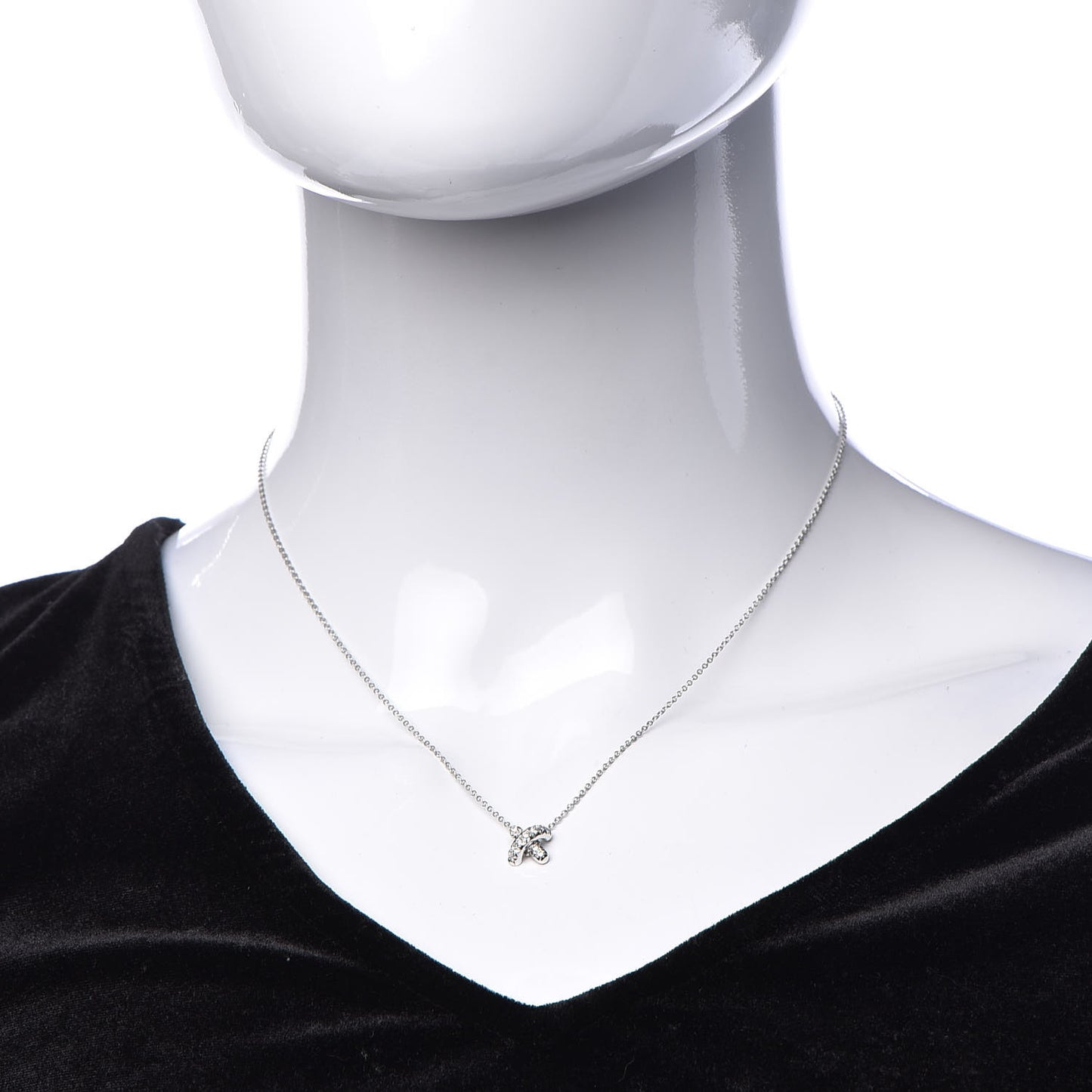 Platinum Diamond Cross Stitch Pendant Necklace