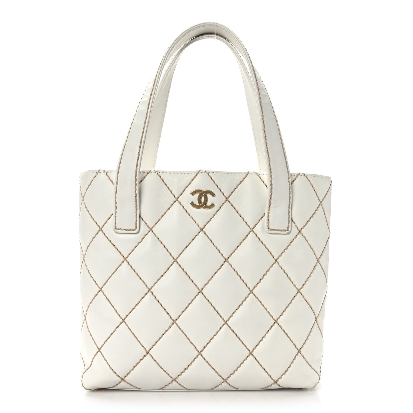 Calfskin Wild Stitch Tote White