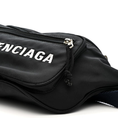 Balenciaga Recycled Sport Nylon Logo Embroidered Wheel Beltpack Black 10 of 14