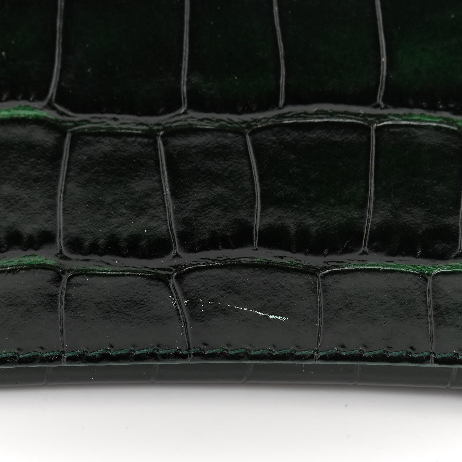 Balenciaga Shiny Calfskin Crocodile Embossed Small Hourglass Top Handle Bag Forest Green 11 of 14