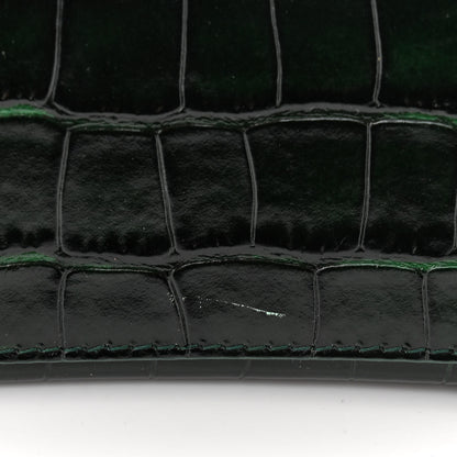 Balenciaga Shiny Calfskin Crocodile Embossed Small Hourglass Top Handle Bag Forest Green 11 of 14