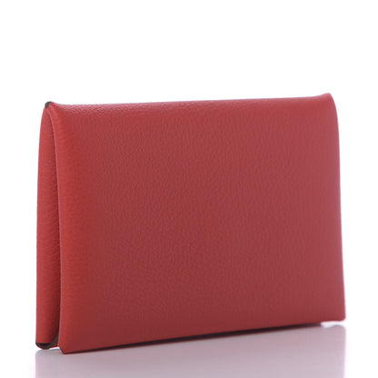 Hermes Evercolor Calvi Card Case Rouge De Coeur 3 of 9
