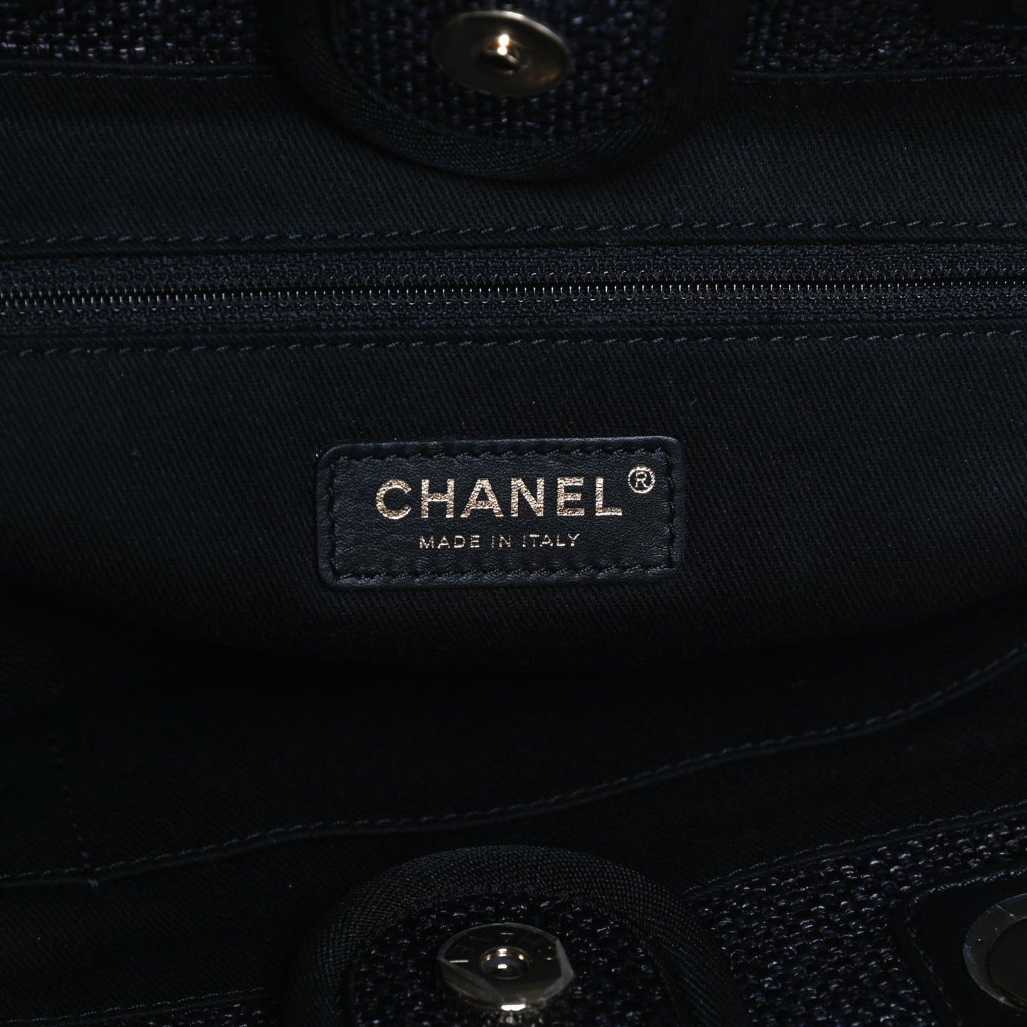 Woven Straw Raffia Small Deauville Tote Black