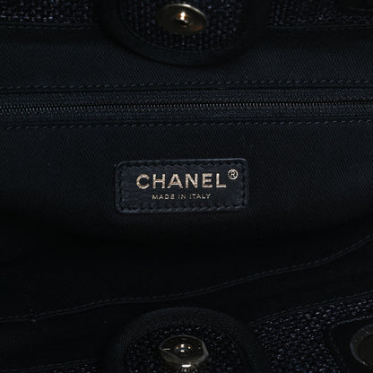 Chanel Woven Straw Raffia Small Deauville Tote Black 6 of 12