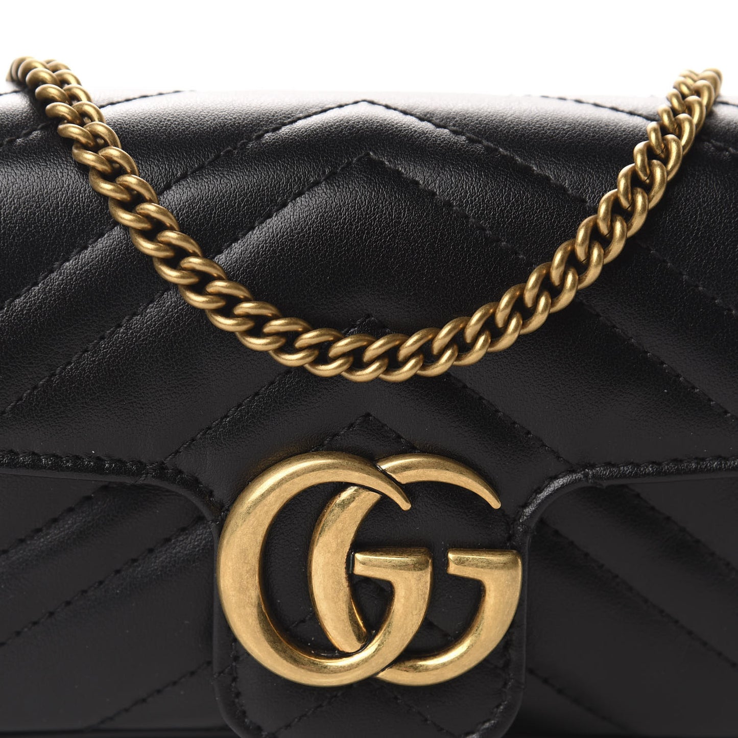 Calfskin Matelasse Super Mini GG Marmont Shoulder Bag Black