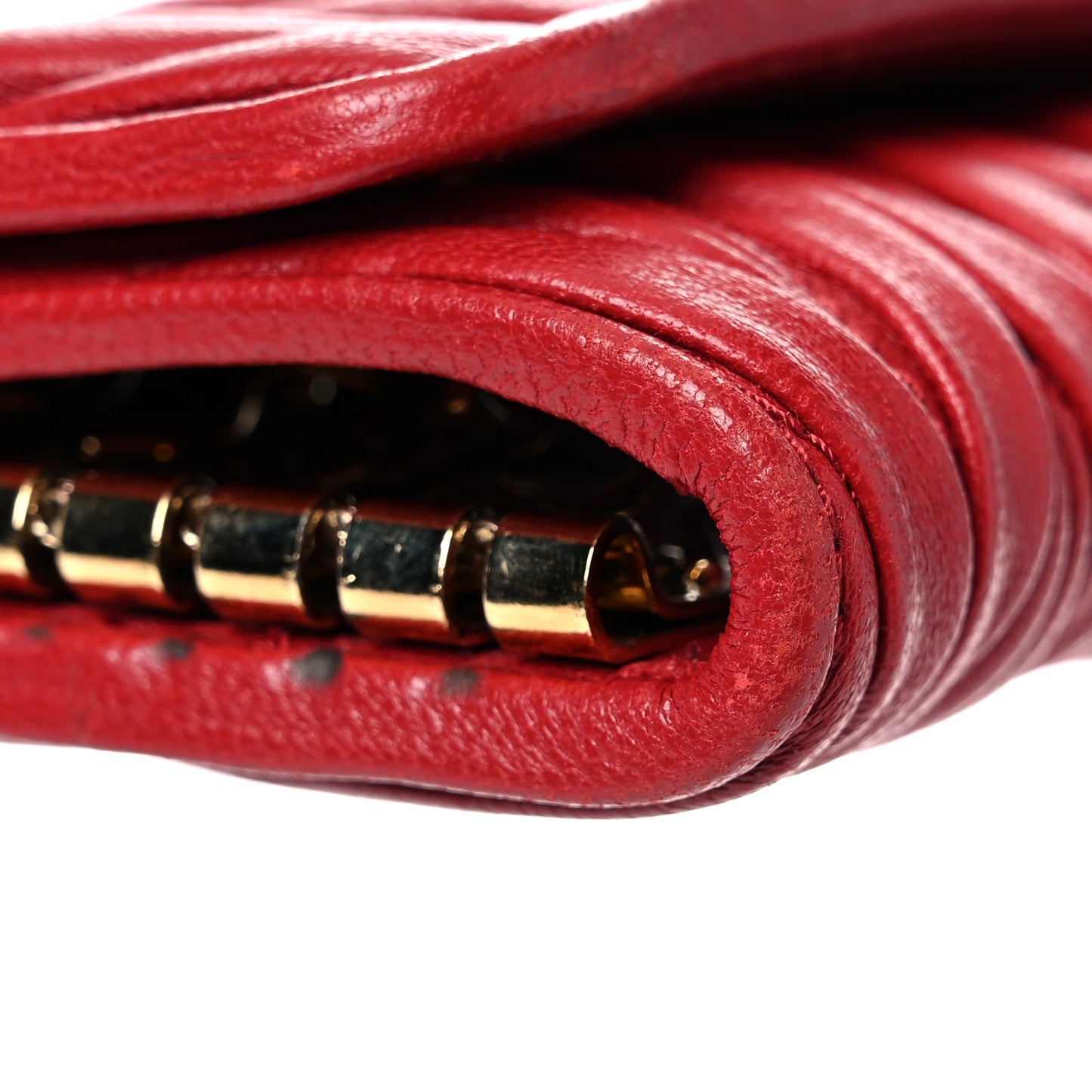 Nappa Matelasse Flap Card Holder Key Ring Fuoco