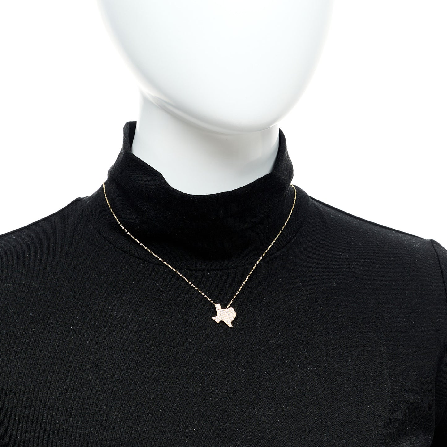 18K Yellow Gold Diamond Tiny Treasures Texas State Necklace