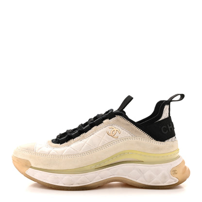 Chanel Velvet Calfskin Mixed Fibers CC Sneakers 36 Ivory Black 1 of 11
