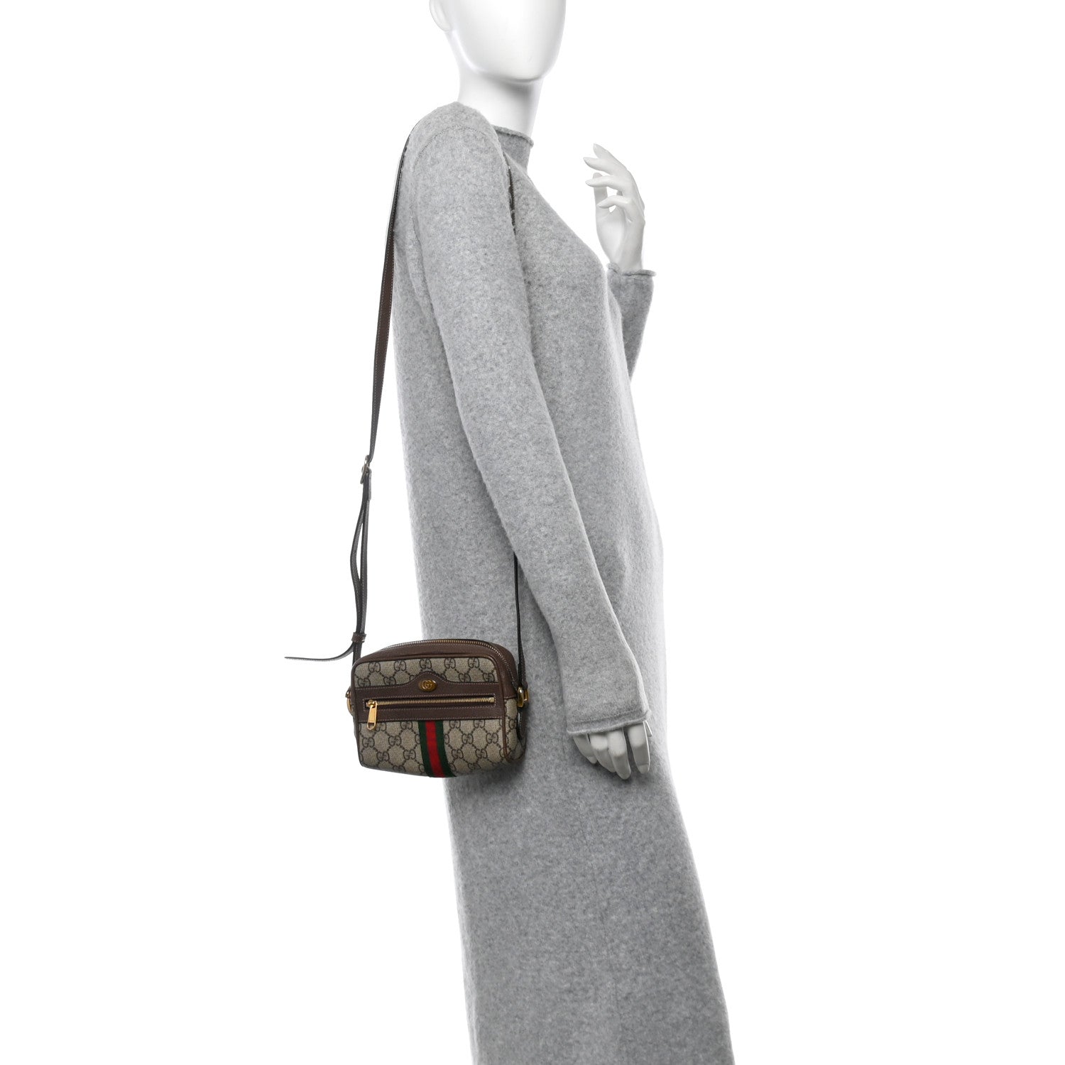 Gucci GG Supreme Monogram Web Mini Ophidia Shoulder Bag Brown 2 of 11